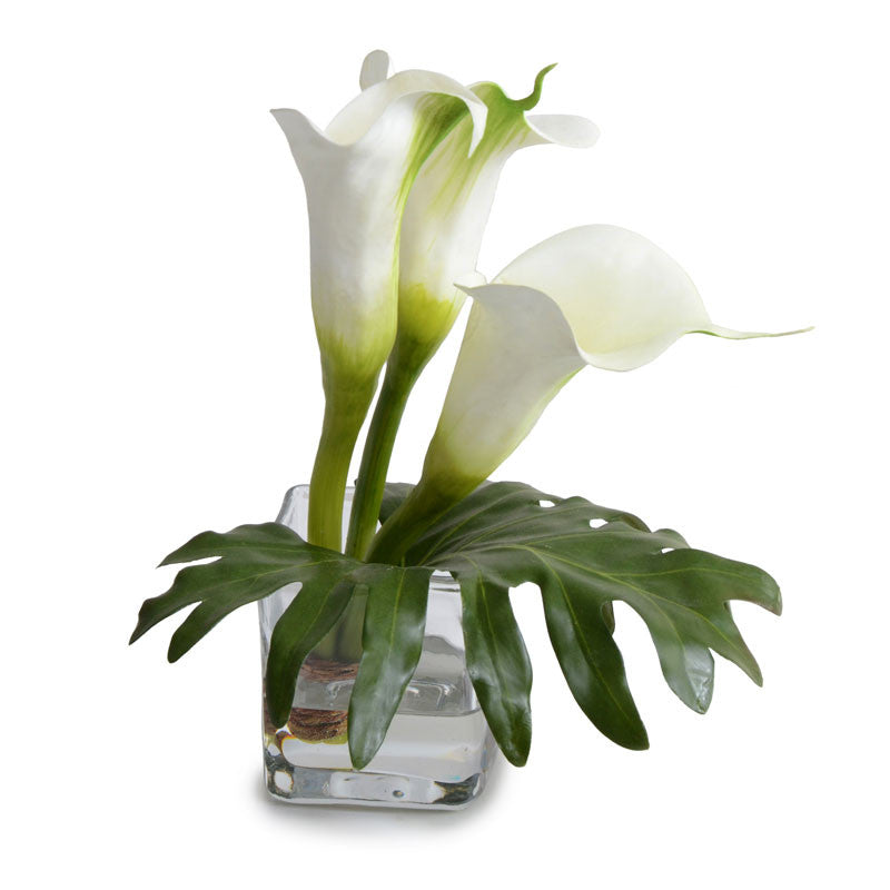 Calla Lily Cutting with Leaf 11"H