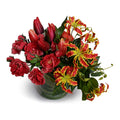 Mixed Arrangement in Leaf Lined Glass 15"H
