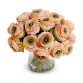 Ranunculus Bouquet in Glass 11"H Peach