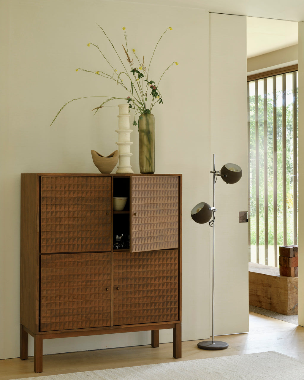 Sono Cupboard | Varnished Teak | Light Brown | 4 Doors