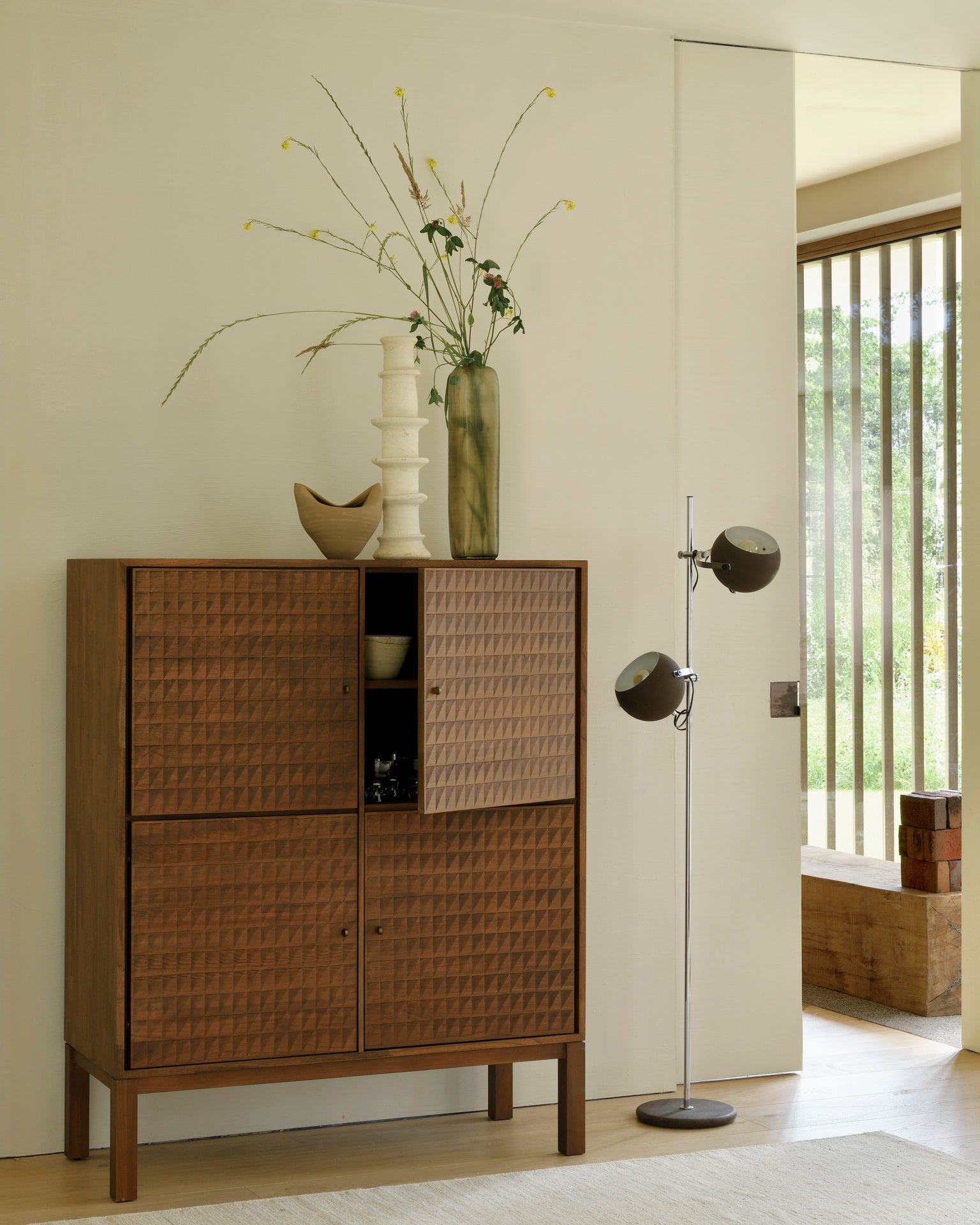 Sono Cupboard | Varnished Teak | Light Brown | 4 Doors