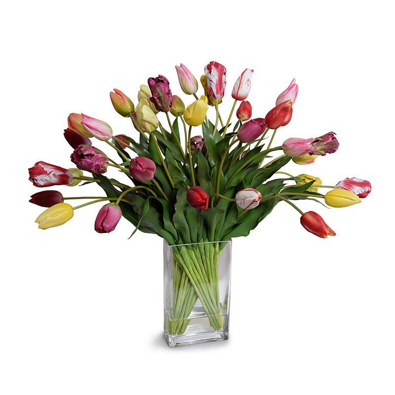 Tulips in Glass 24"H Assorted