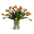 Tulips in Glass 24"H Orange Green