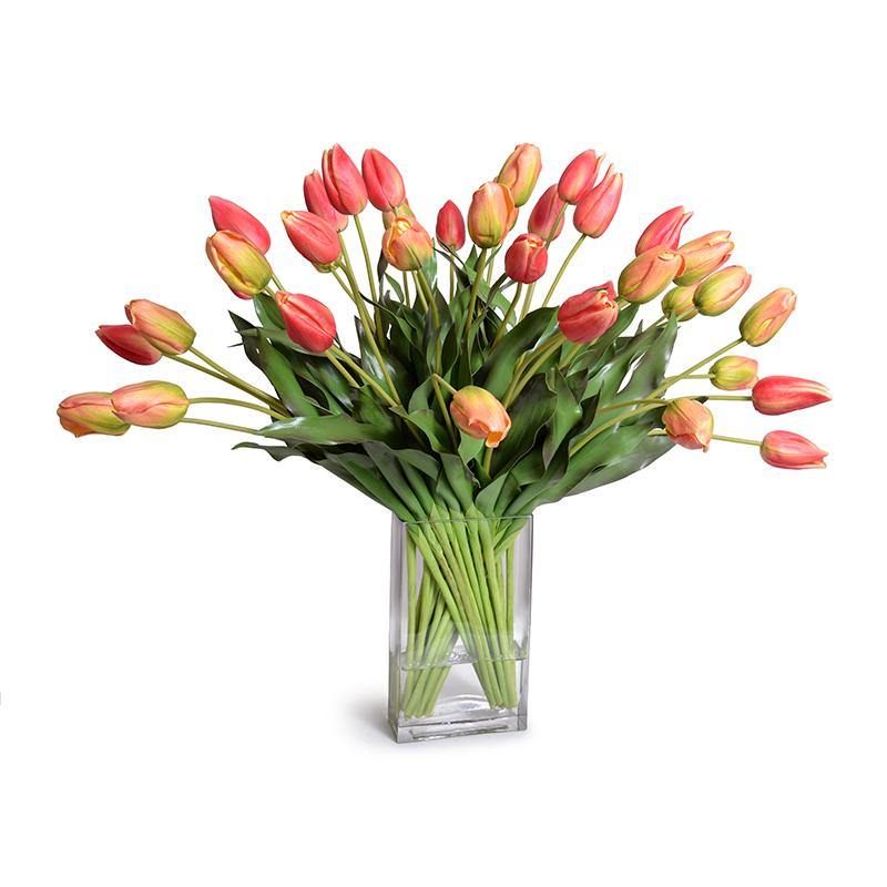 Tulips in Glass 24"H Orange