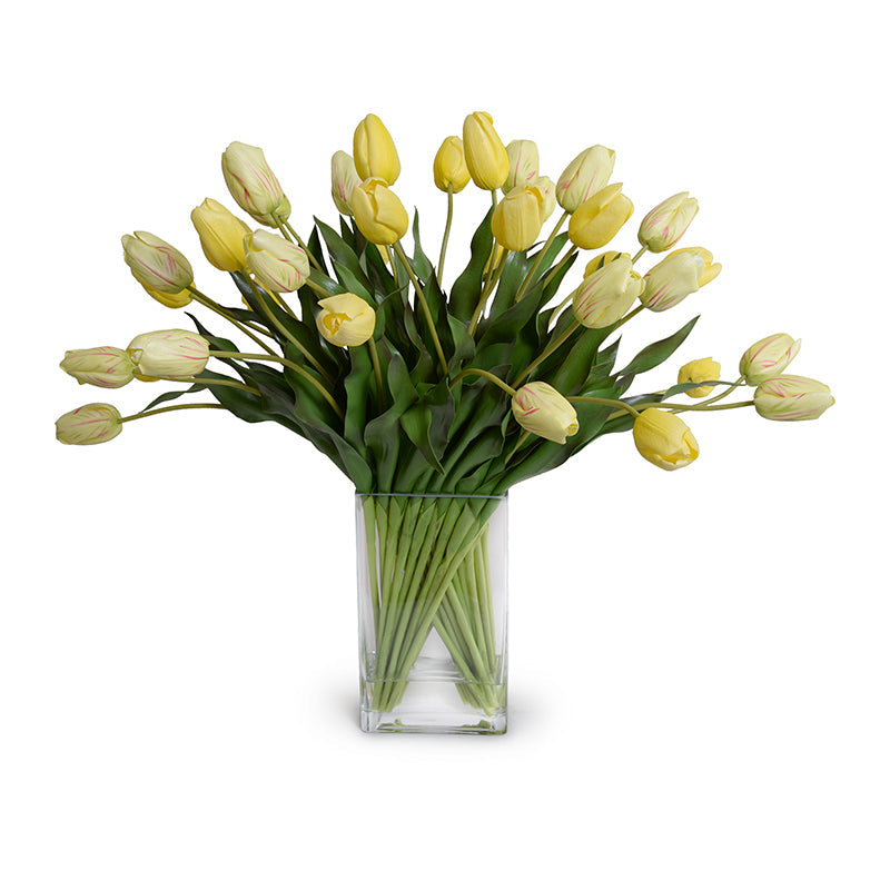 Tulips in Glass 24"H Yellow