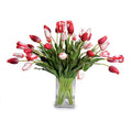 Tulips in Glass 24"H Red White
