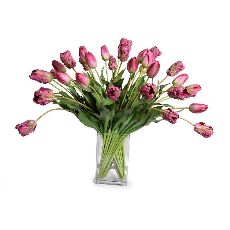 Tulips in Glass 24"H Burgundy