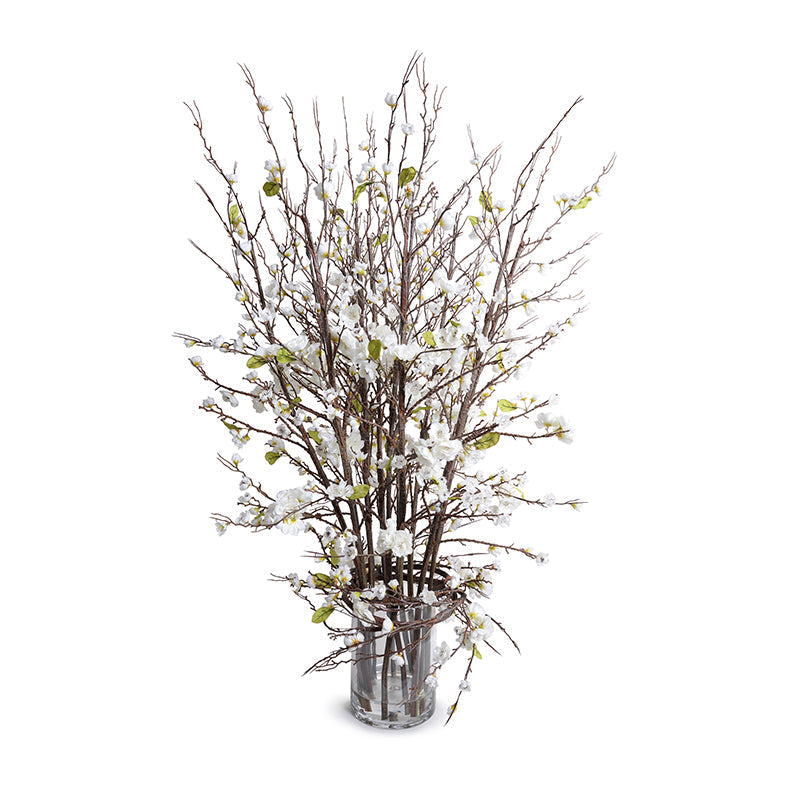 Cherry Blossoms in Glass 42"H White
