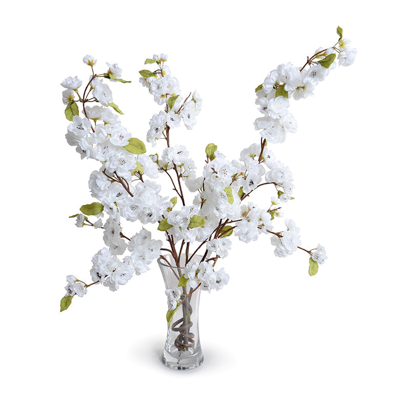 Cherry Blossoms in Glass 28"H White