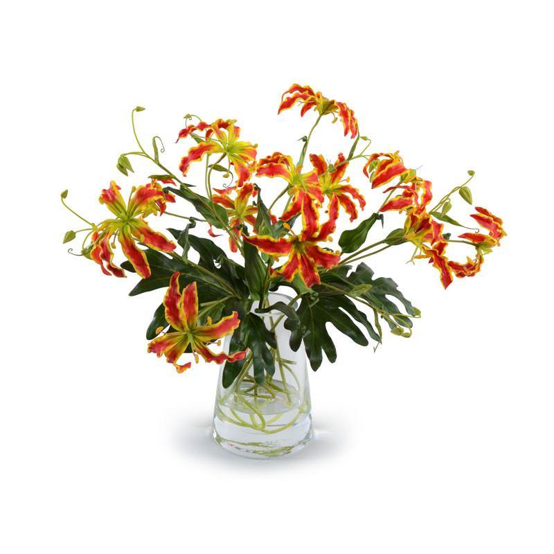 Gloriosa Lily Bouquet 19"H Red Yellow