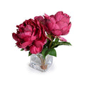Peony Cutting in Glass 10"H Fuchsia