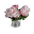 Peony Cutting in Glass 10"H Pink
