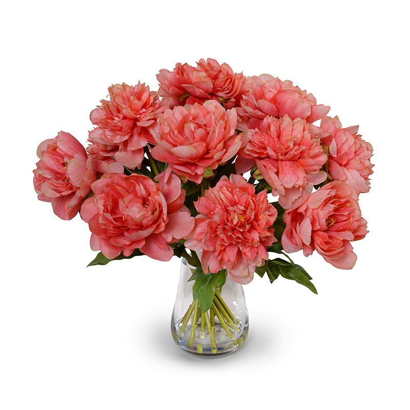 Peony Bouquet 20"H Coral