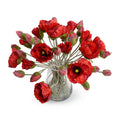 Poppy Bouquet in Glass Vase 15"H Red