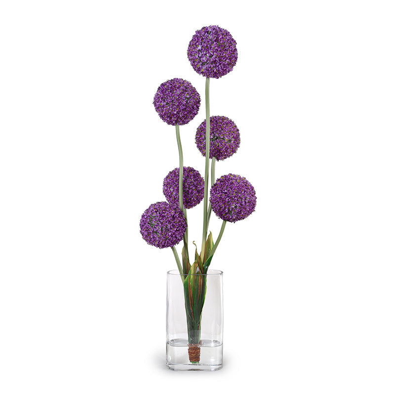 Allium Arrangement in Glass Oval 42"H Purple
