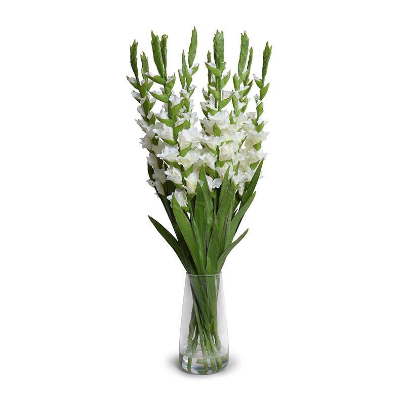 Gladiolus Arrangement in Glass 41"H White