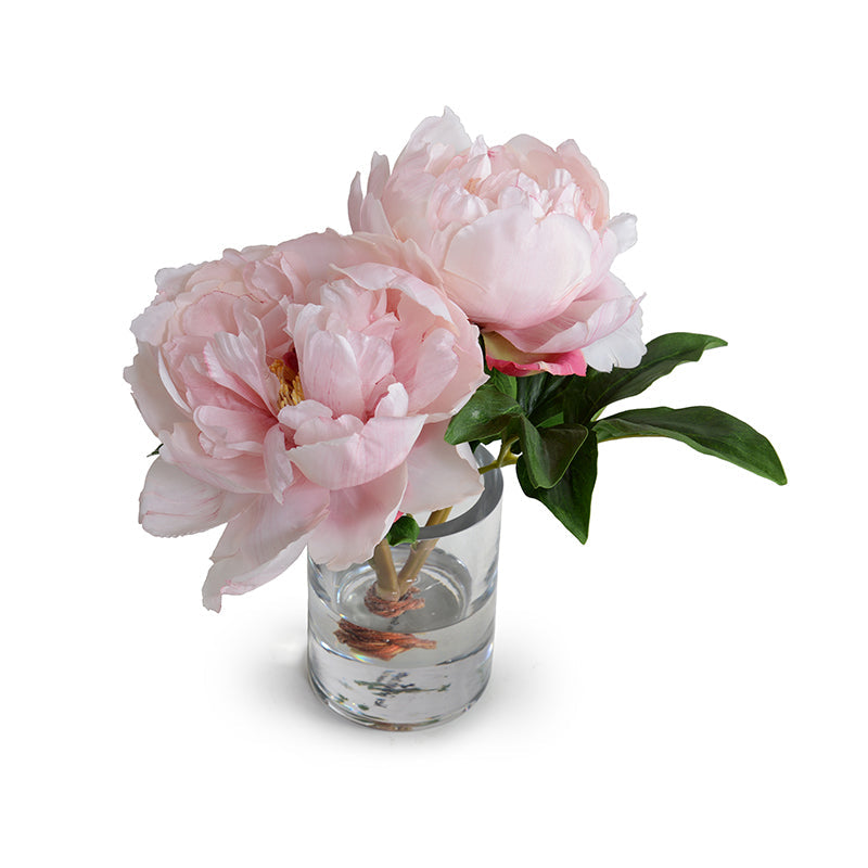 Peony Cutting in Glass 9"H Pink