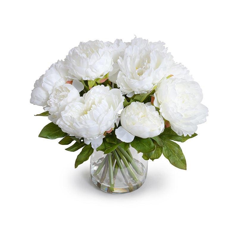 Peony Bouquet 15"H White