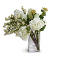 Hydrangea & Spirea Arrangement in Glass 22"H