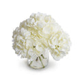 Hydrangea Arrangement in Glass 12"H Cream