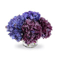 Hydrangea Arrangement in Glass 12"H Fuchsia Purple