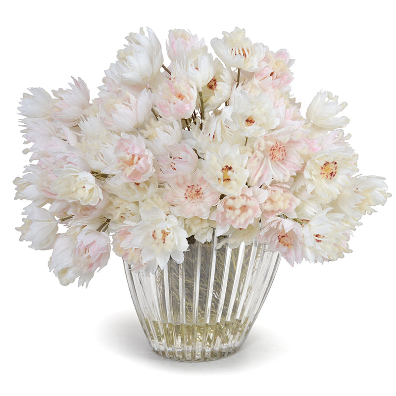 Protea Flowers in Glass - Blush Pink 12"