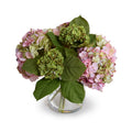 Hydrangea Arrangement in Glass 12"H