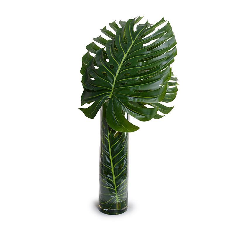Monstera Leaves in Glass 40"H