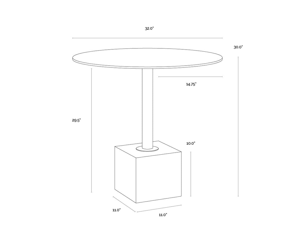 Kata Bistro Table - White Marble - 32"