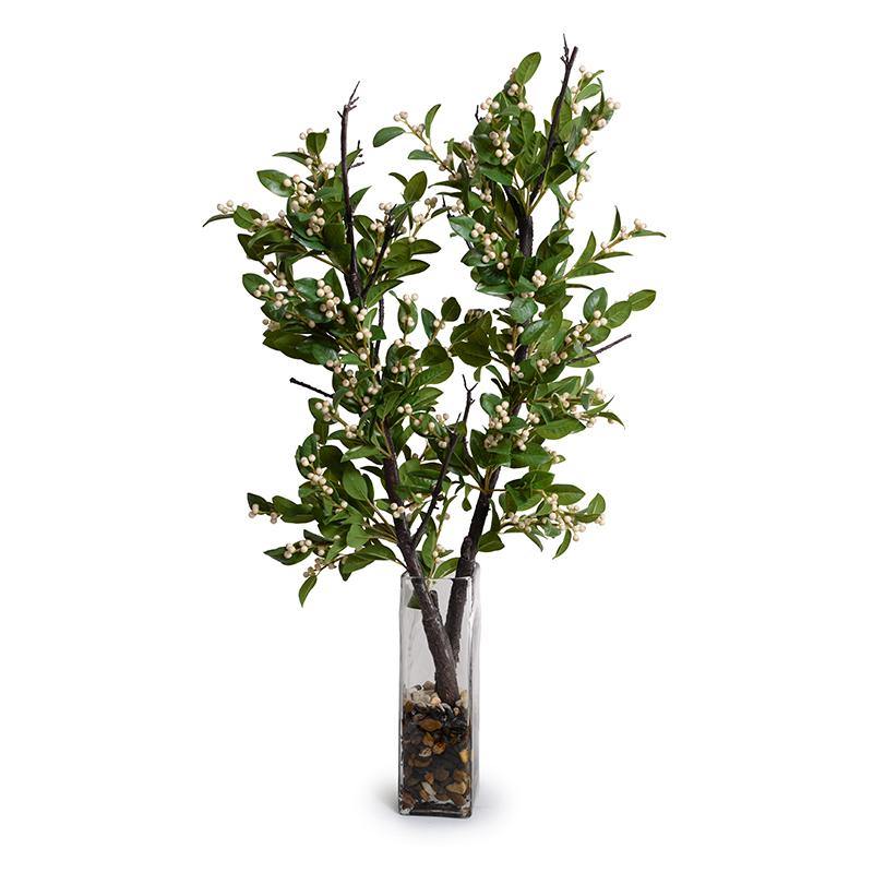 Holly Branch with Berries in Glass 38"