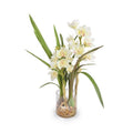 Cymbidium Orchid in Glass 27"H White