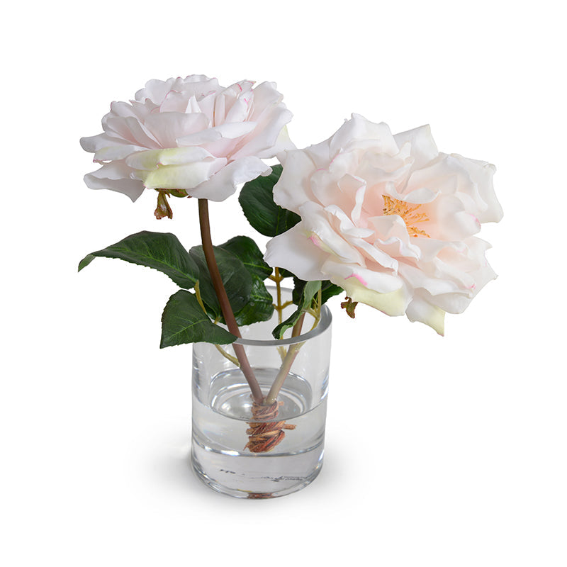 Rose Cutting in Glass, 10"H White