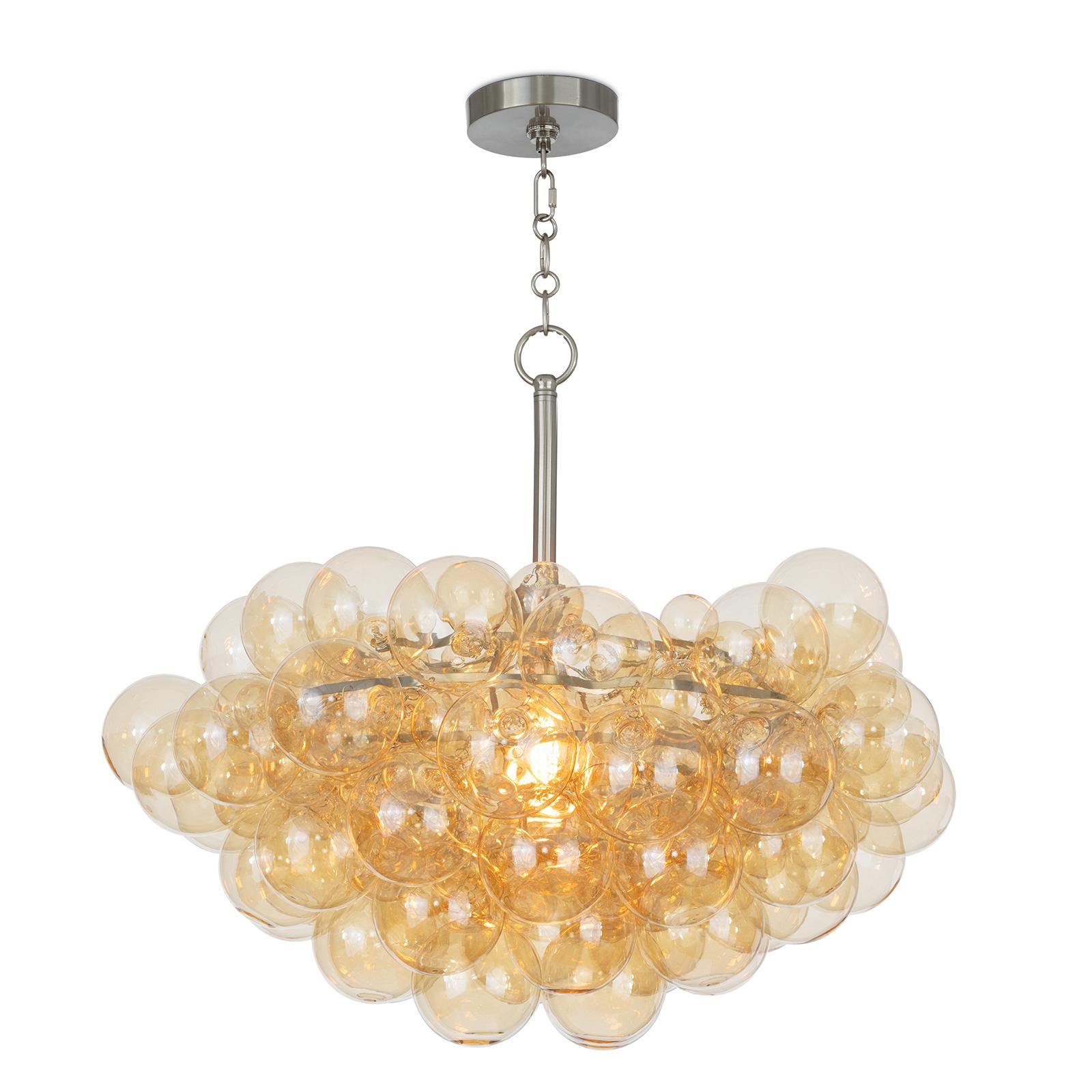 Bubbles Chandelier | Brushed Nickel | Amber Glass