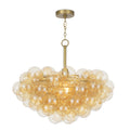 Bubbles Chandelier | Natural Brass | Amber Glass