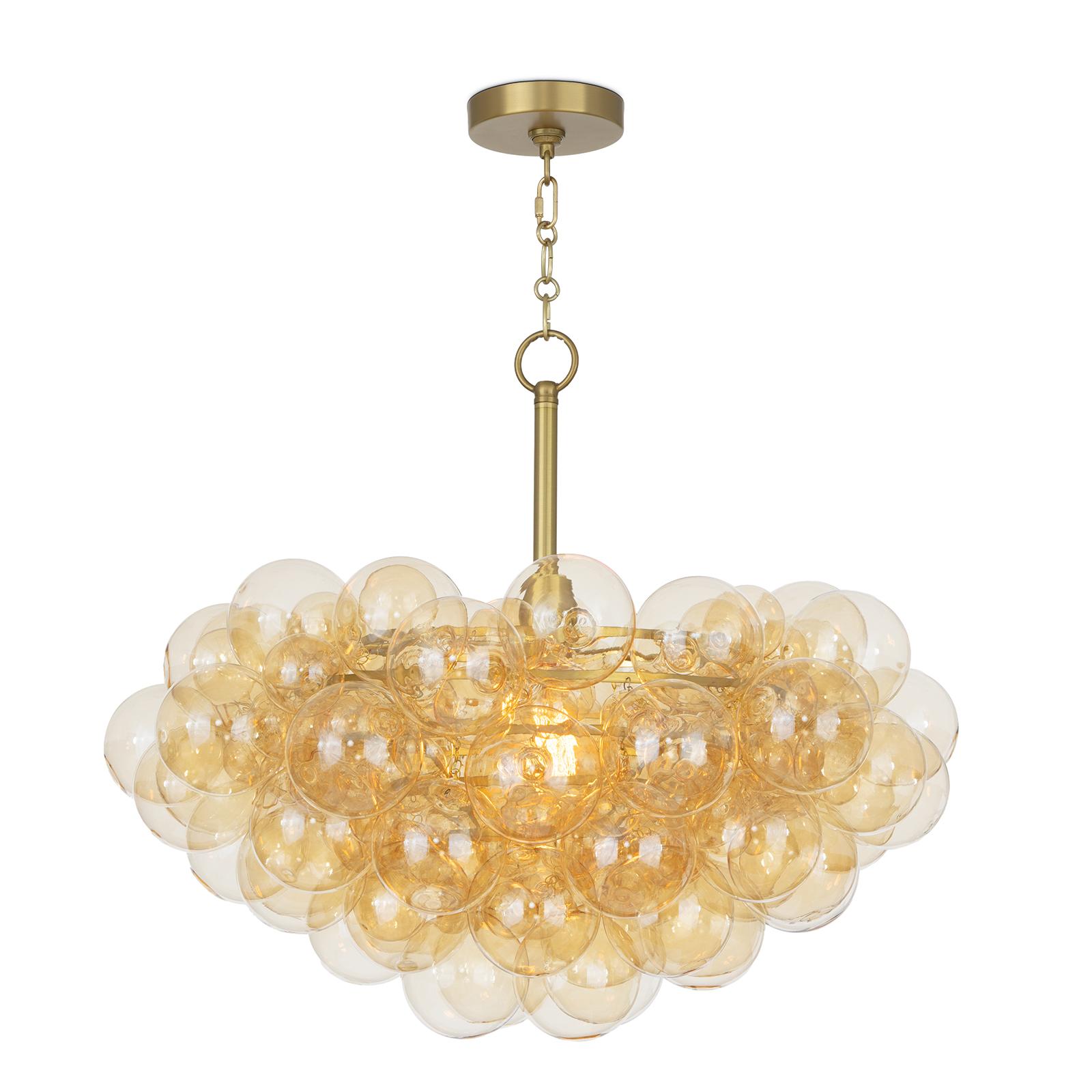 Bubbles Chandelier | Natural Brass | Amber Glass