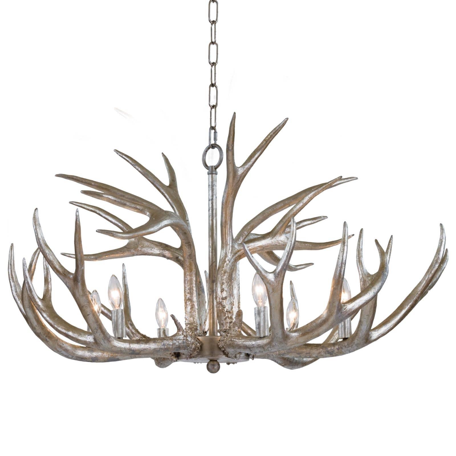 Antler Chandelier | Ambered Silver Leaf