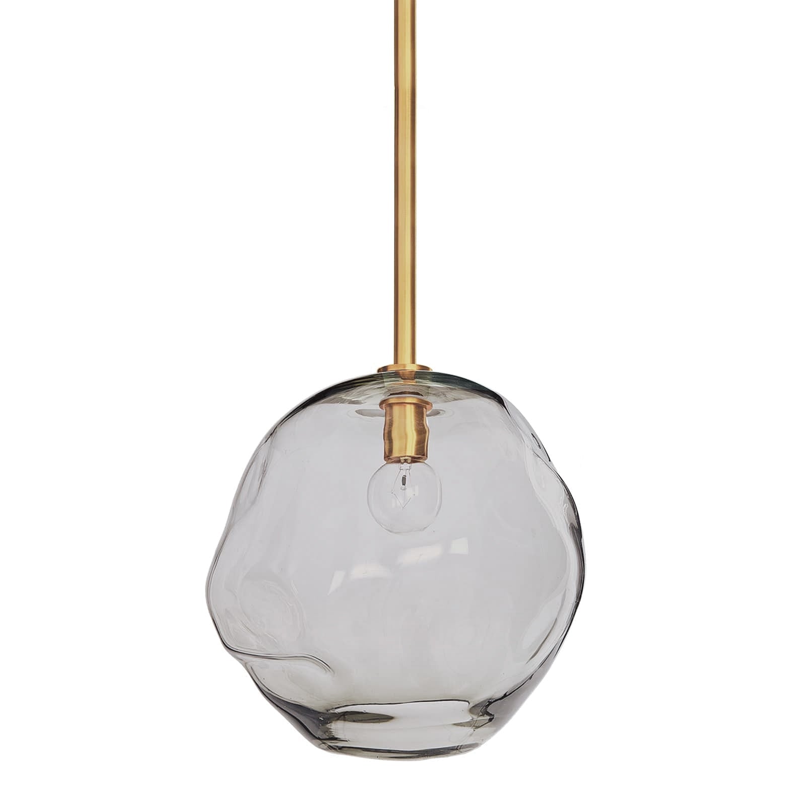 Molten Pendant Large | Smoke Glass | Natural Brass