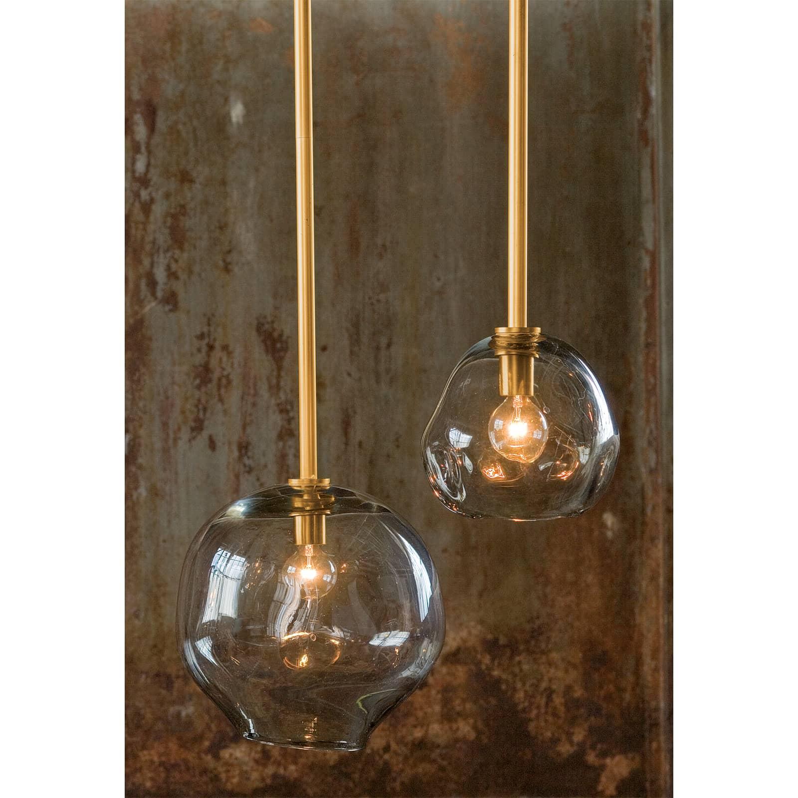 Molten Pendant Large | Smoke Glass | Natural Brass