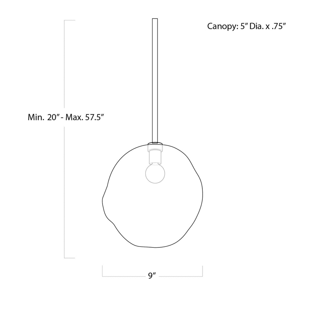 Molten Pendant Large | Smoke Glass | Natural Brass