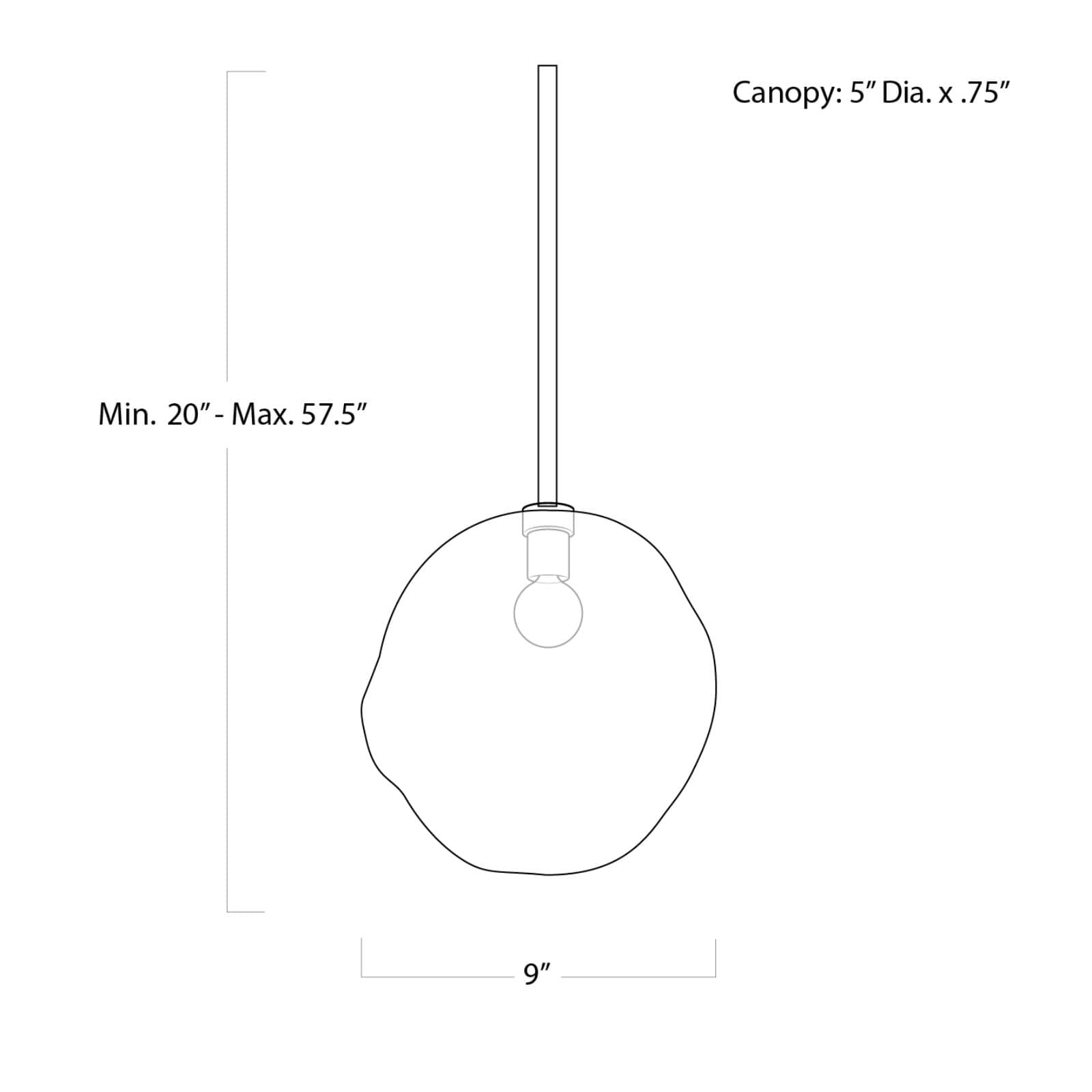 Molten Pendant Large | Smoke Glass | Natural Brass