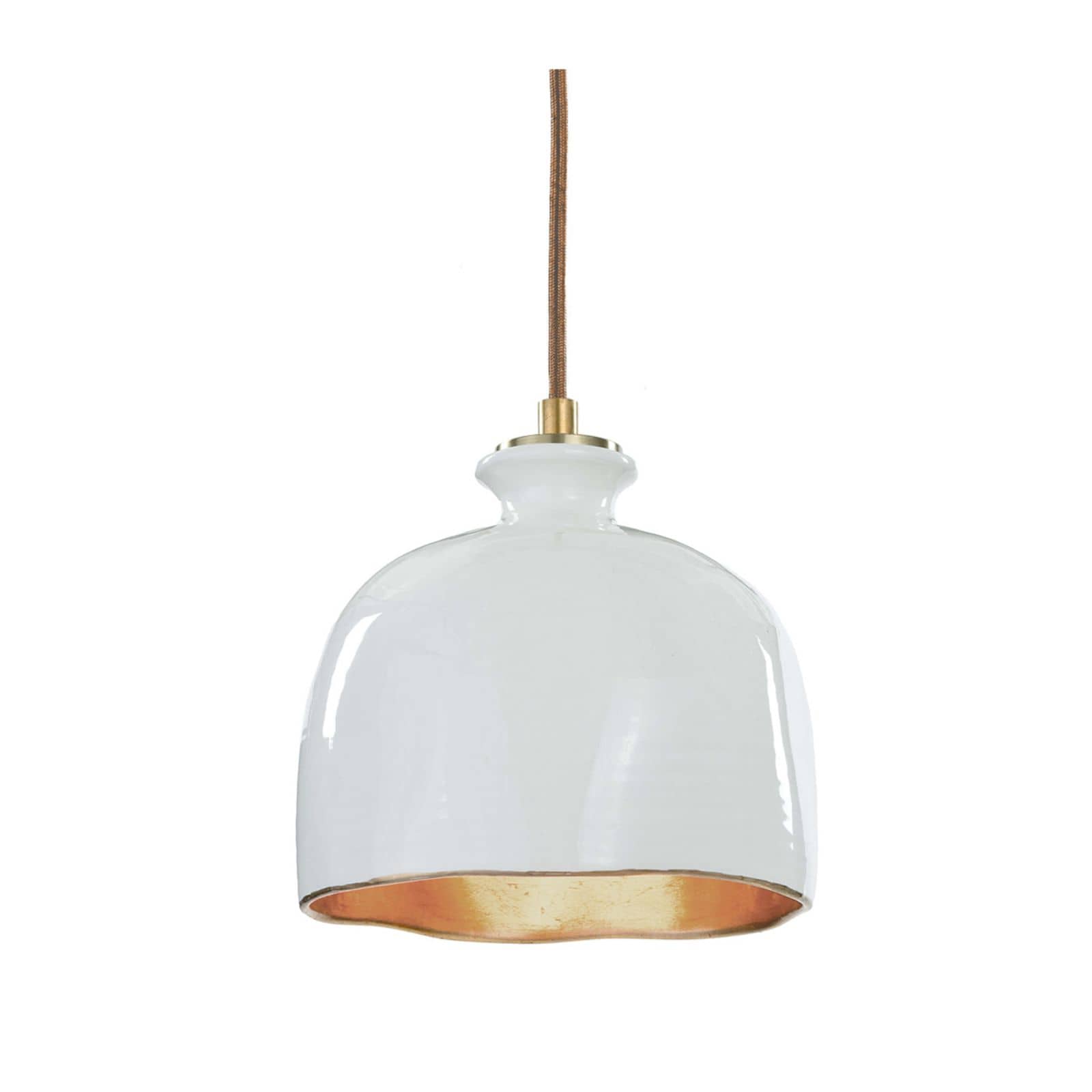 Bianca Ceramic Pendant | Gloss White and Gold