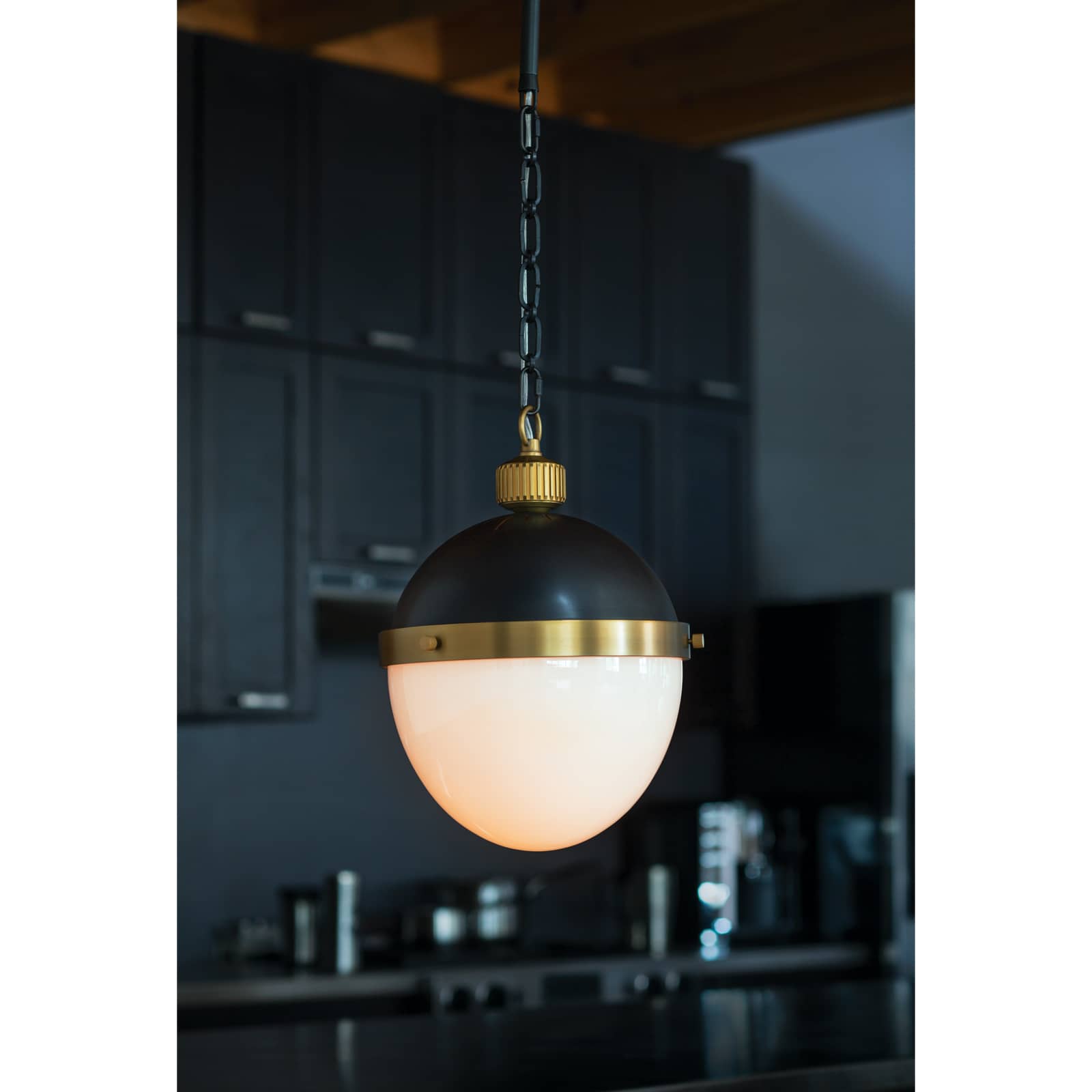 Otis Pendant Medium | Blackened Brass and Natural Brass