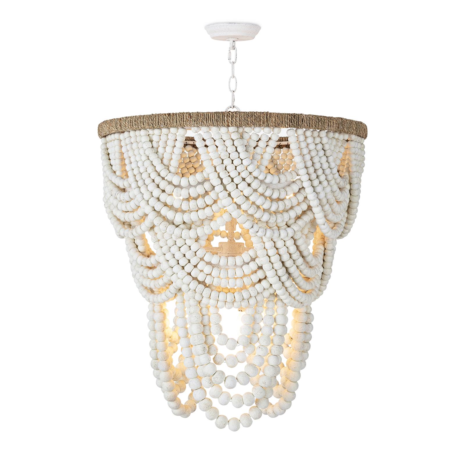 Lorelei Wood Bead Chandelier | White