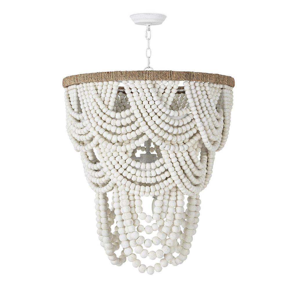 Lorelei Wood Bead Chandelier | White
