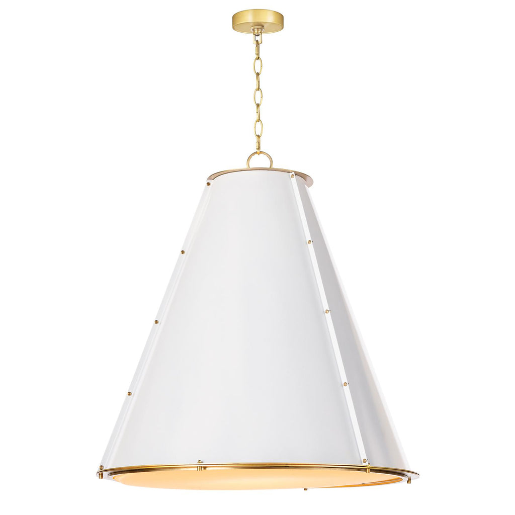 French Maid Chandelier Large | White and Natural Brass