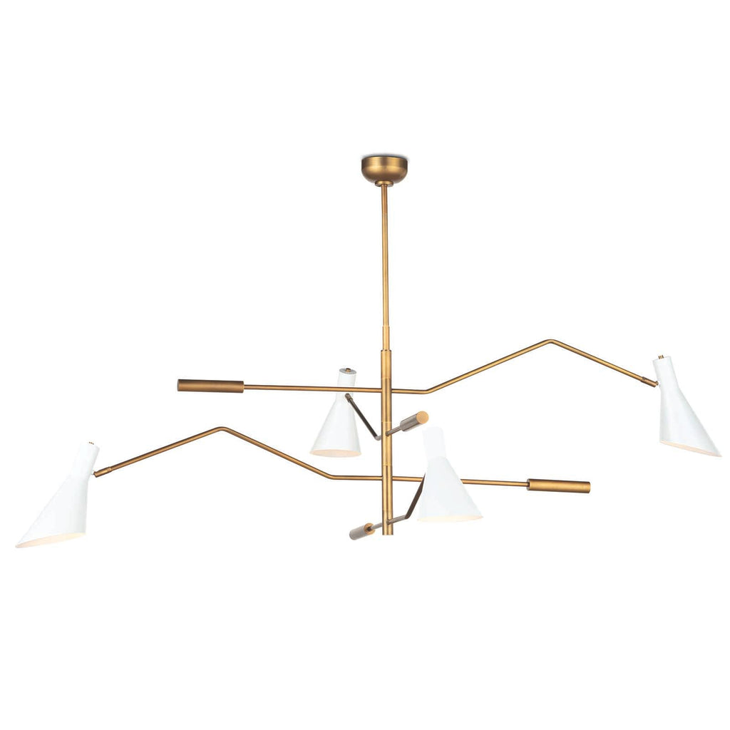 Spyder Chandelier | White and Natural Brass
