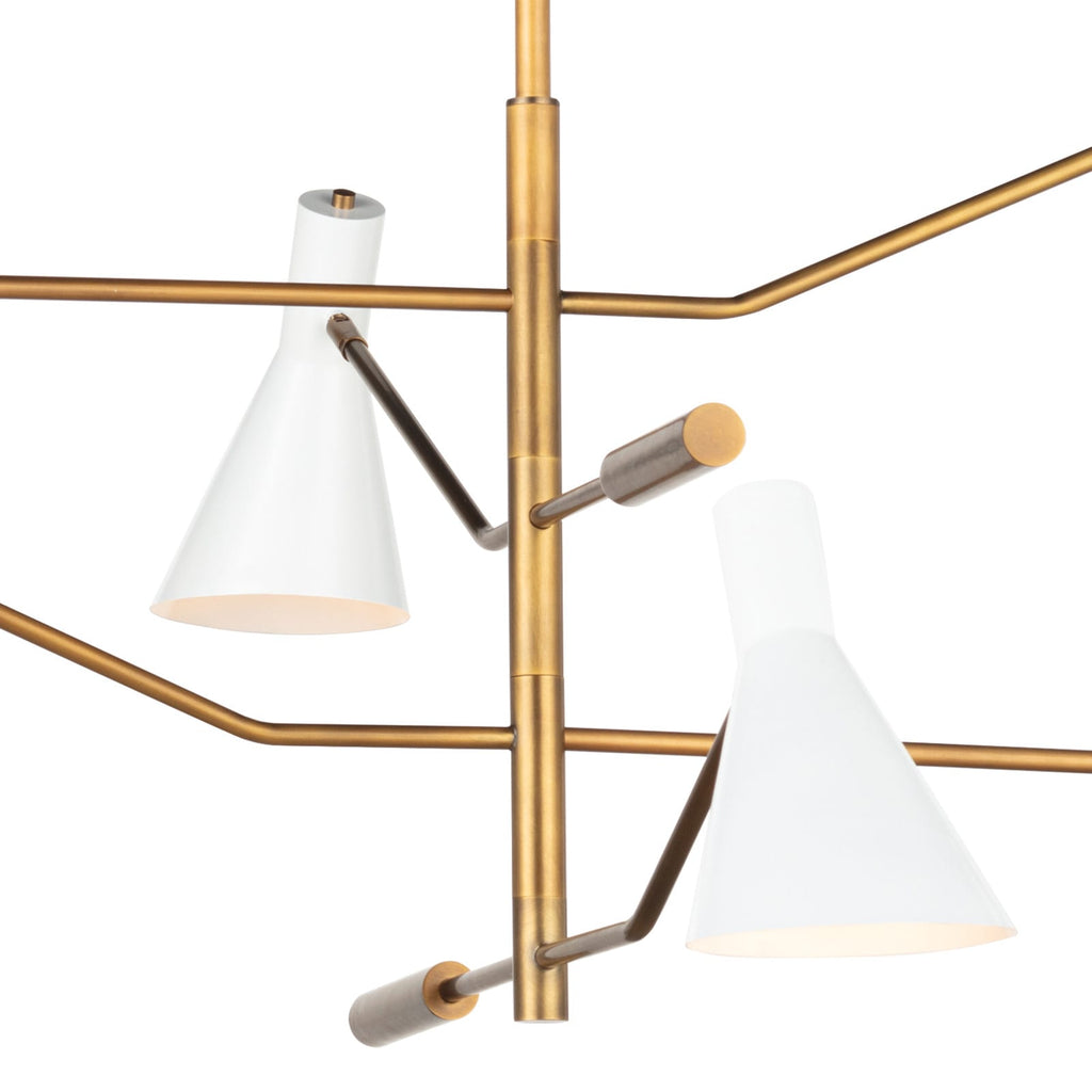 Spyder Chandelier | White and Natural Brass