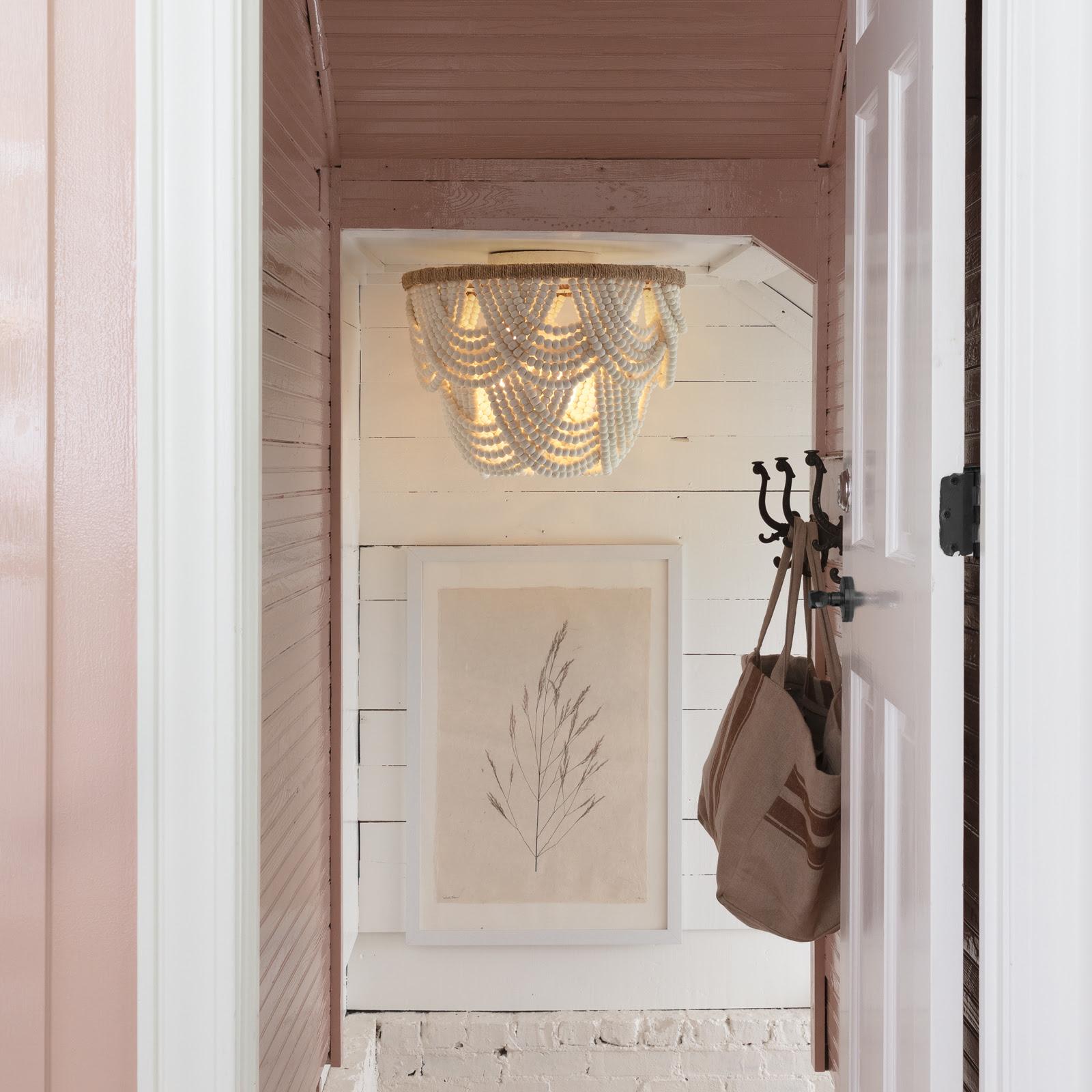 Lorelei Wood Bead Flush Mount | White
