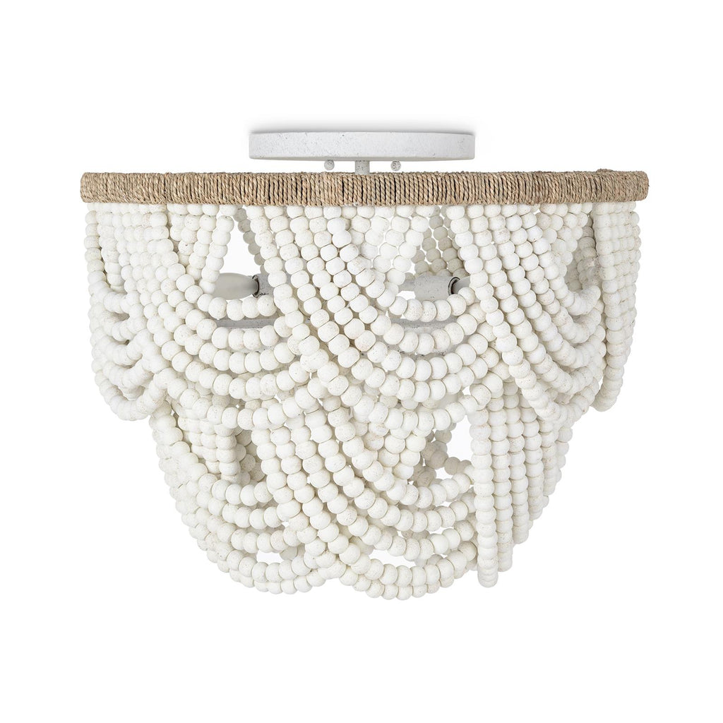 Lorelei Wood Bead Flush Mount | White