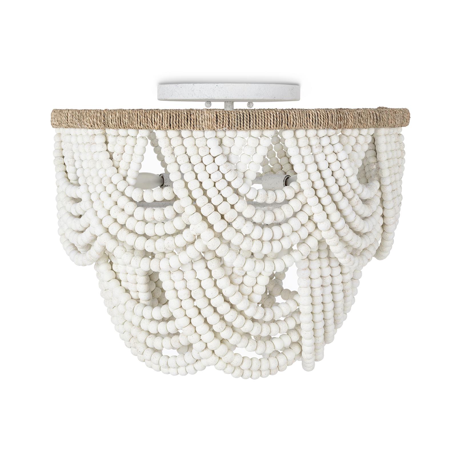 Lorelei Wood Bead Flush Mount | White